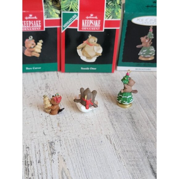 Hallmark otter beaver miniature ornament Xmas set sea - Picture 5 of 6
